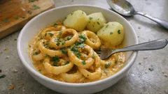 Lulas estufadas com cerveja e gemas — prontas em 25 minutos, com molho cremoso