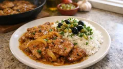 Bifanas de cebolada na frigideira: tenras, bem temperadas e com molho para o arroz