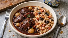 Bochechas de porco estufadas com arroz de enchidos: tacho lento e arroz malandrinho