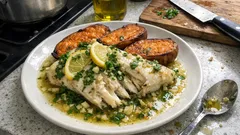 Pescada estufada à Bulhão Pato: molho de limão e coentros, pronta num instante