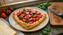 Tarte de morangos com manjericão: massa folhada estaladiça e creme que sai sempre bem
