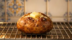 O truque da grelha do forno para batatas assadas com pele estaladiça