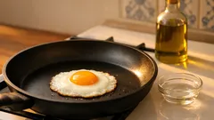 O truque do vinagre para ovos fritos com gema cremosa e clara no sítio