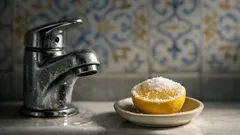 O truque do limão com sal para remover calcário das torneiras em 15 minutos