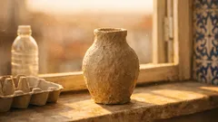 Como transformar caixas de ovos num vaso decorativo com textura de papel-machê