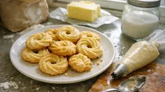 Bolachas dinamarquesas de manteiga: crocantes nas bordas e tenras no centro