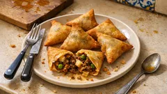 Chamuças de carne bem crocantes: recheio suculento e dobras que não abrem na fritura