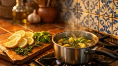 Ferva casca de limão com alecrim e manjericão para perfumar a casa sem químicos