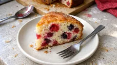 Bolo de iogurte com frutos vermelhos: húmido e fofo, sem os frutos a afundar