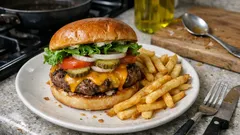 Hambúrguer americano suculento com chips estaladiças: passo a passo para acertar em casa